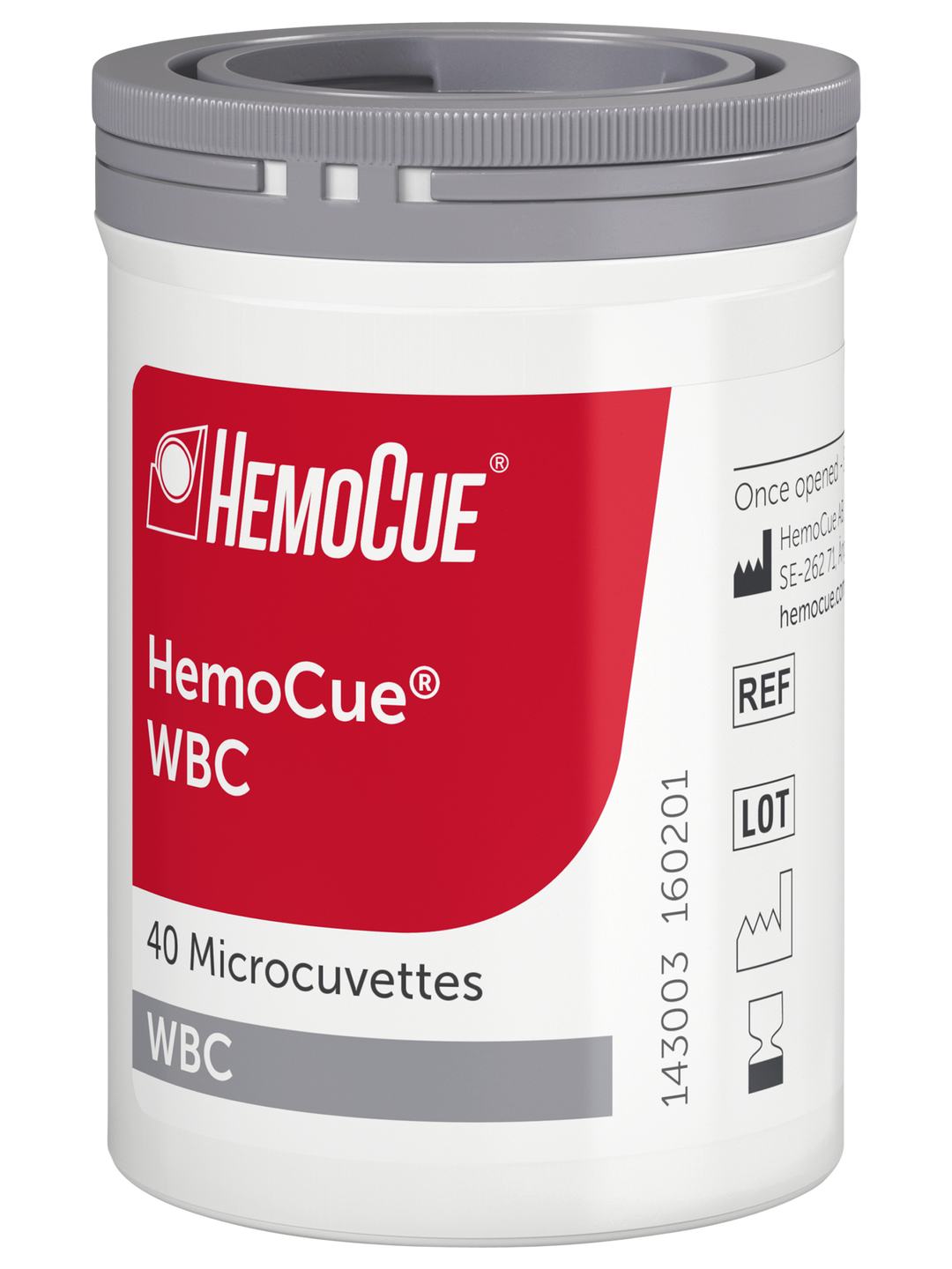HemoCue<sup>®</sup> WBC Microcuvettes (4x40, vial/canister). Order code 113004