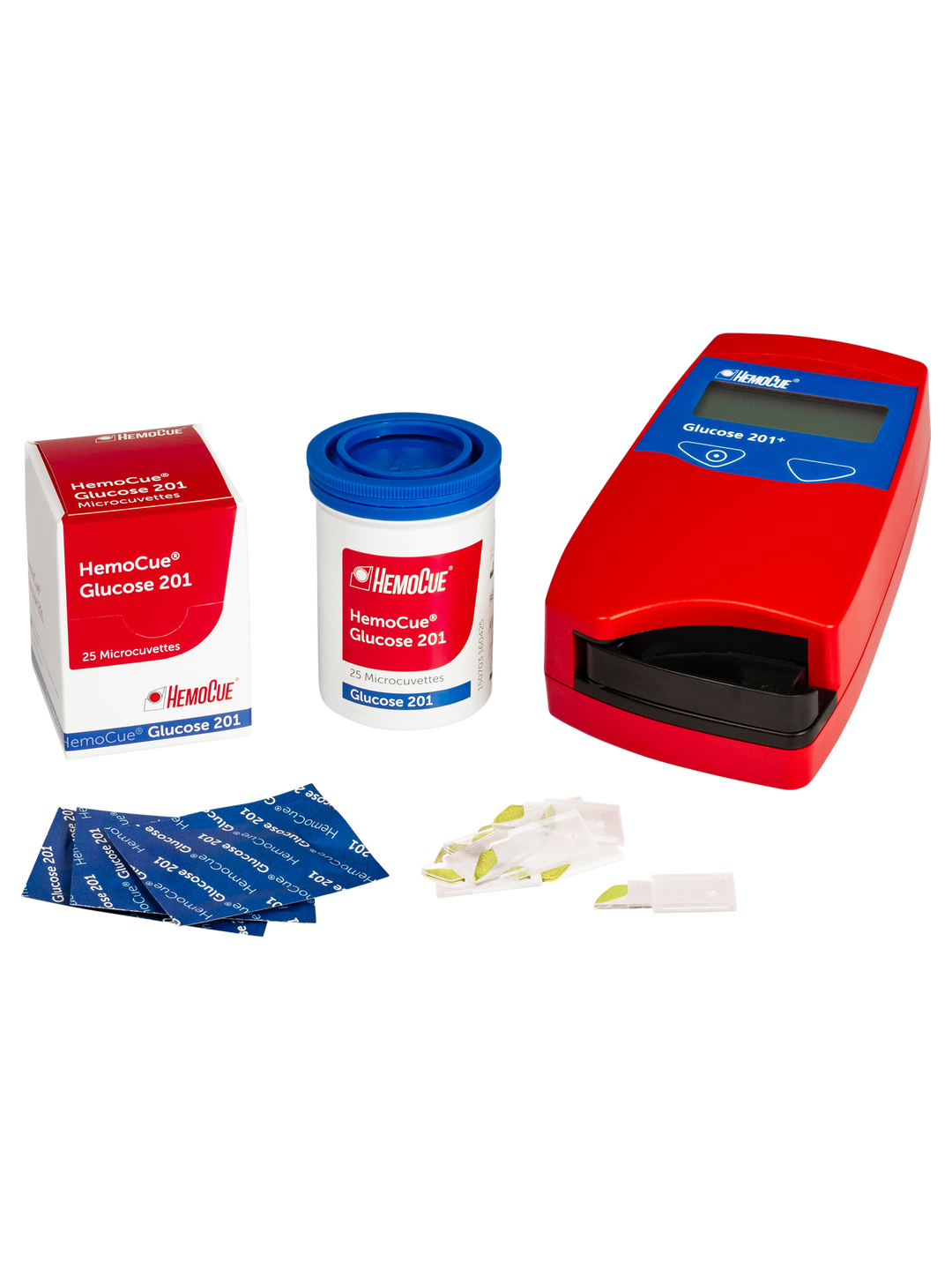HemoCue<sup>®</sup> Glucose 201+ Analyzer (mmol/L whole blood). Order code 120717