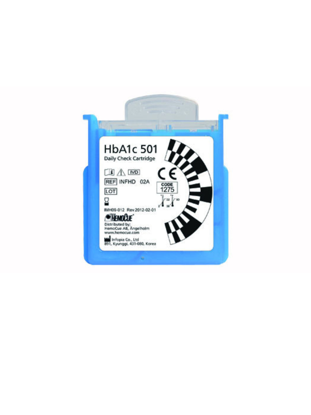 HemoCue<sup>®</sup> HbA1c 501 Daily Check Cartridge. Order code 405112